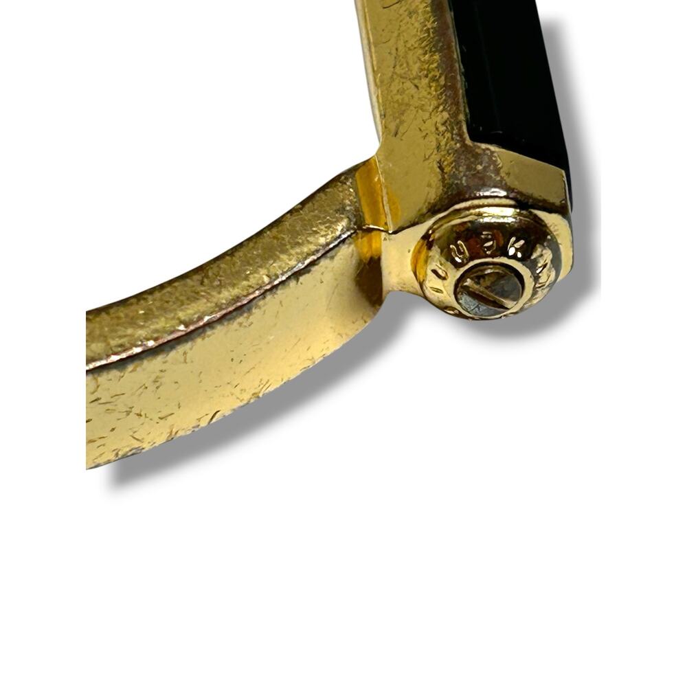 Vintage Henri Bendel New York Gold Tone
Black Resin Bar Hinged Bangle Bracelet - Picture 9 of 12